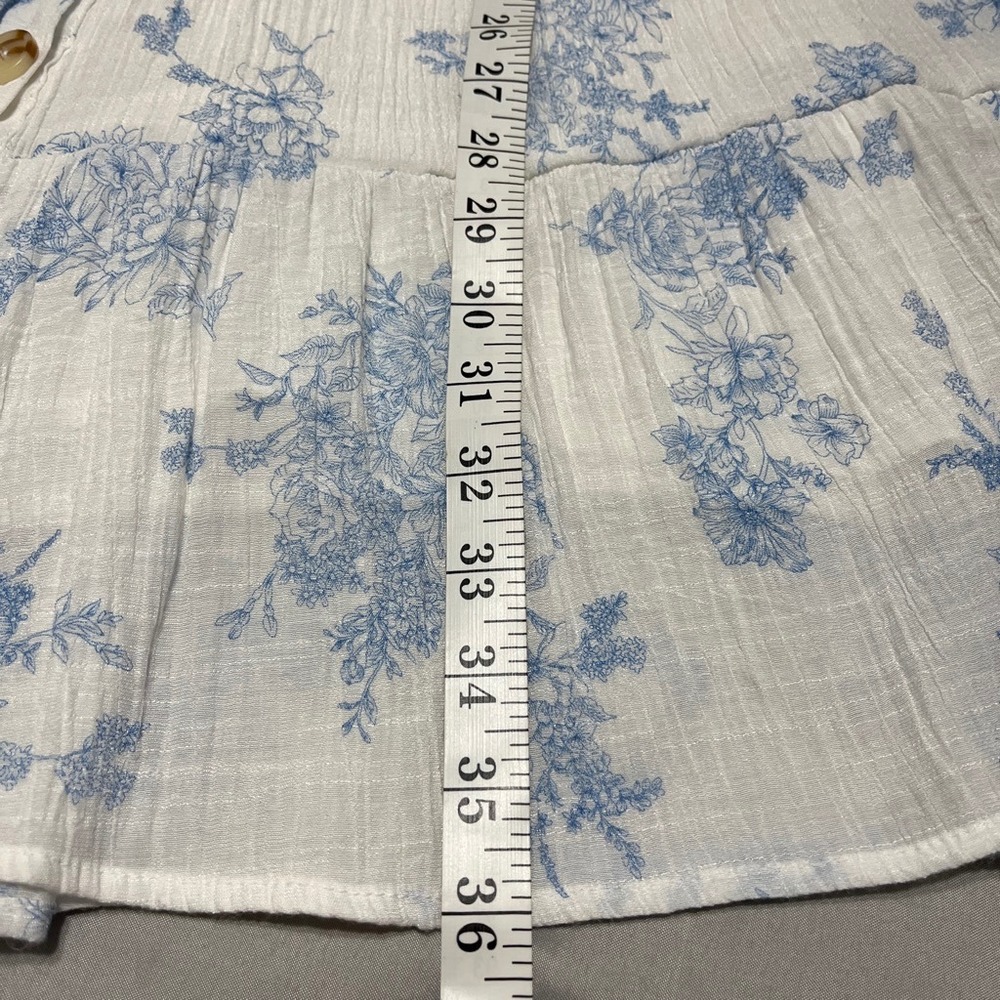 E&M Blue Floral Babydoll Dress Cottagecore Coquette Boho Prairie Size L - Picture 8 of 8
